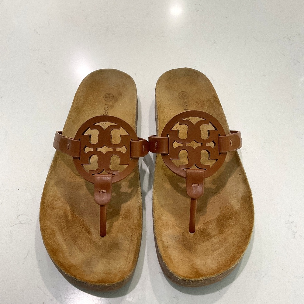 Tory Burch miller cloud sandals saddle brown 8.5 m